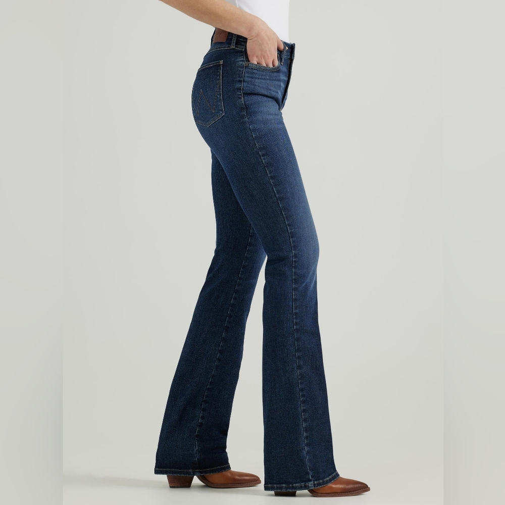 Dark Wash Flare Jeans Bootcut Demin Mid Rise Fit Sz 6 Y2K Western 90s Cowgirl